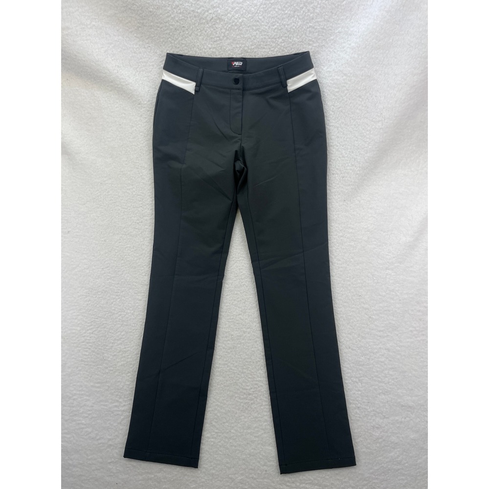 PGM Womens Golf Pants Size 29 Black White Trim Fleece‎ Lined Stretch